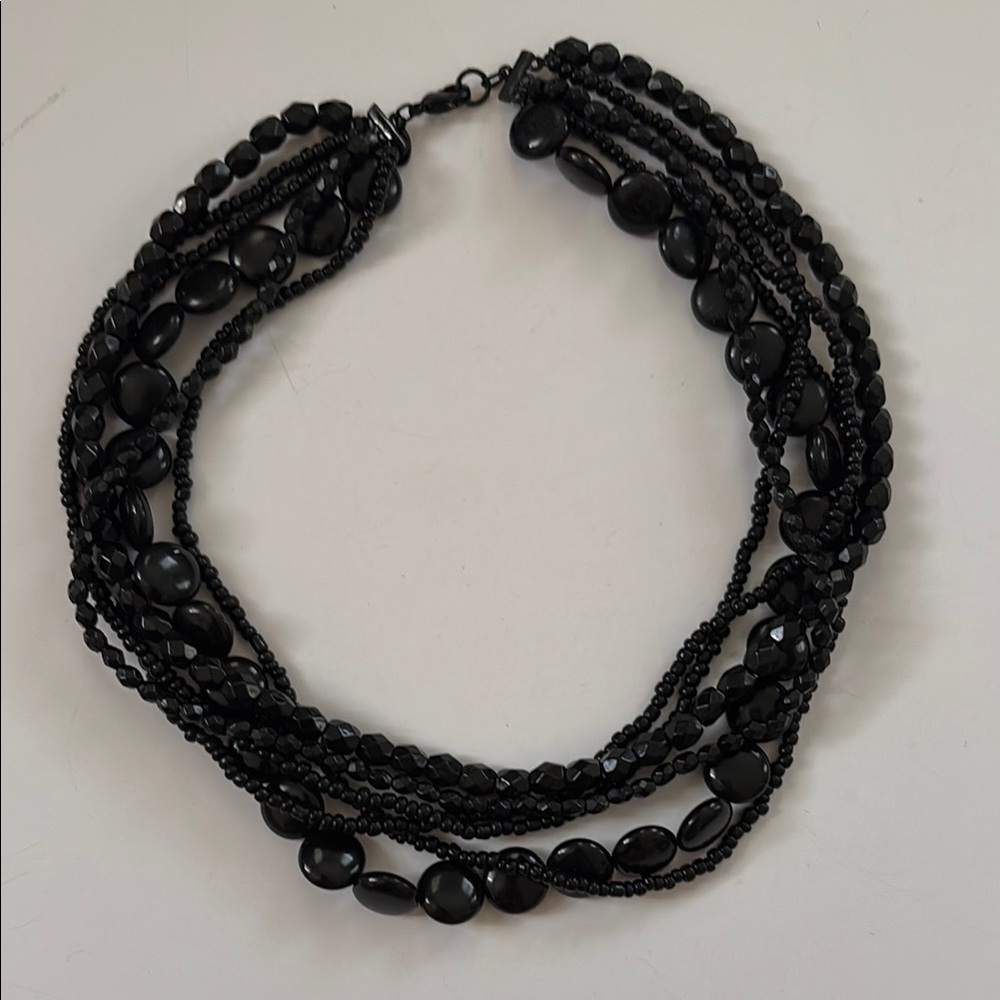Elegant Black Beaded Necklace